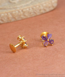 Cute Amethyst Stone 1 Gram Gold Stud Earring ER4137 Cute Amethyst Stone 1 Gram Gold Stud Earring ER4137