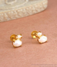 Real Pearl Stud Gold Imitation Earrings ER4140