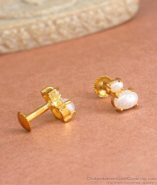 Real Pearl Stud Gold Imitation Earrings ER4140