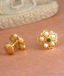 Stylish Pearl With Emerald Stone Gold Plated Earring ER4143