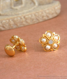 Beautiful Floral Gold Plated Earring Pearl Stud ER4144