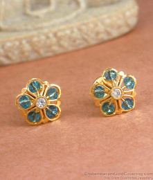New Arrival Marine Blue Stone Gold Plated Stud Earring ER4145