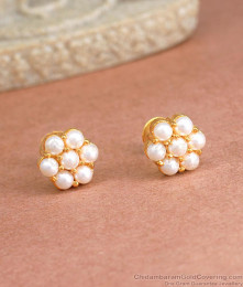 Traditional One Gram Gold Earring Pearl Stud Design ER4147