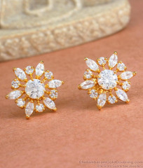 Sparkling White Stone Micro Gold Plated Stud Earring Reception Wear ER4150
