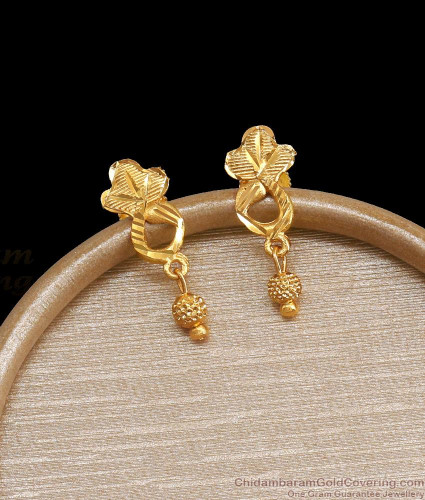 Two Gram Gold Earring Plain Dangler Design ER4155