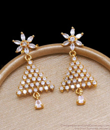 Beautiful White CZ Stone Dangler Gold Plated Earring ER4167