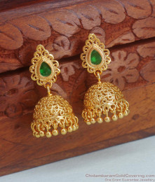 Beautiful Emerald Stone Gold Imitation Earring Jhumki Design ER4170 Beautiful Emerald Stone Gold Imitation Earring Jhumki Design ER4170