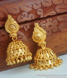 Bridal Forming Gold Jhumki Earring Peacock Design ER4172 Bridal Forming Gold Jhumki Earring Peacock Design ER4172