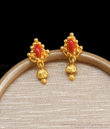 Small Red Coral Gold Plated Stud Earring Design ER4174 Small Red Coral Gold Plated Stud Earring Design ER4174