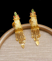 Traditional Two Gram Gold Dangler Earring Enamel Pattern ER4178 Traditional Two Gram Gold Dangler Earring Enamel Pattern ER4178