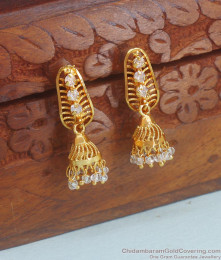 Traditional Micro Gold Plaetd Jhumki Earring White Stone ER4191 Traditional Micro Gold Plaetd Jhumki Earring White Stone ER4191