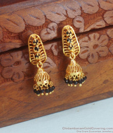 Black Beads Gold Plated Jhumki Earring Evil Eye Design ER4192 Black Beads Gold Plated Jhumki Earring Evil Eye Design ER4192
