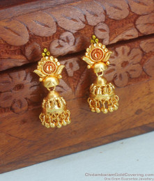 Two Gram Gold Jhumki Earring Enamel Design ER4193 Two Gram Gold Jhumki Earring Enamel Design ER4193
