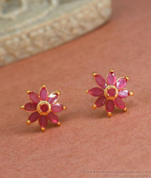 Daily wear Ear Stud With Ruby Stone ER4215 Daily wear Ear Stud With Ruby Stone ER4215