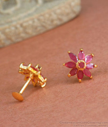 Daily wear Ear Stud With Ruby Stone ER4215 Daily wear Ear Stud With Ruby Stone ER4215