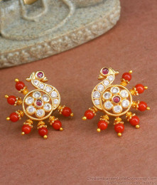 Pavalam Stud Peacock Earrings Gold Studs Design ER4222 Pavalam Stud Peacock Earrings Gold Studs Design ER4222