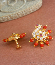 Pavalam Stud Peacock Earrings Gold Studs Design ER4222 Pavalam Stud Peacock Earrings Gold Studs Design ER4222