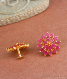 Attractive Full Ruby Stone Big Gold Studs ER4226 Attractive Full Ruby Stone Big Gold Studs ER4226