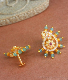Glittering Green Jade Ear Studs For Women ER4229