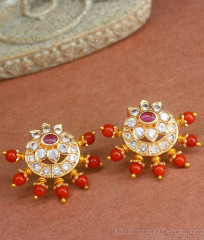 Premium Gold Earring Pavalam Coral Stone Collection ER4236 Premium Gold Earring Pavalam Coral Stone Collection ER4236