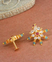 Unique Gold Studs Polki Stone Peacock Stud Earring ER4239 Unique Gold Studs Polki Stone Peacock Stud Earring ER4239