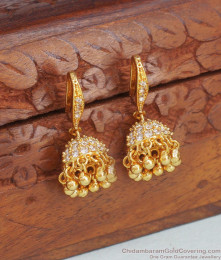 Women Designer Gold Hoop Earring White Stone Design ER4257 Women Designer Gold Hoop Earring White Stone Design ER4257