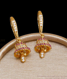 Stylish One Gram Gold Plated Earring Stone Hoops ER4258 Stylish One Gram Gold Plated Earring Stone Hoops ER4258