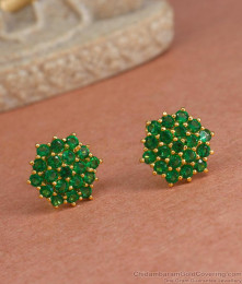 Glittering Emerald Stone Earrings Studs ER4259 Glittering Emerald Stone Earrings Studs ER4259