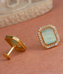 Big Green Opal Diamond Gold-Plated Stud Earrings  ER4274 Big Green Opal Diamond Gold-Plated Stud Earrings  ER4274