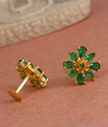 Dazzling Emerald Stone Gold Plated Stud Earrings ER4279