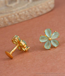 Charming Mild Green Floral Gold Plated Studs Earring ER4286 Charming Mild Green Floral Gold Plated Studs Earring ER4286