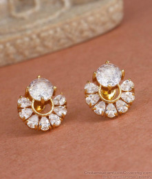 Trendy Diamond Studs Gold Tone Earring Design ER4289