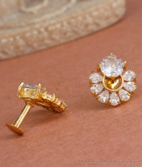 Trendy Diamond Studs Gold Tone Earring Design ER4289