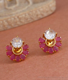 Traditional Look Ruby Petal Gold Imitation Stud Earrings ER4290 Traditional Look Ruby Petal Gold Imitation Stud Earrings ER4290