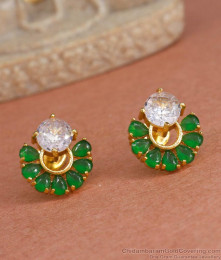 Bright Emerald Studs Gold Tone Earrings For All Occasions ER4291 Bright Emerald Studs Gold Tone Earrings For All Occasions ER4291