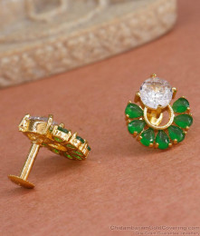 Bright Emerald Studs Gold Tone Earrings For All Occasions ER4291 Bright Emerald Studs Gold Tone Earrings For All Occasions ER4291
