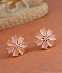 Glittering Pink Stone Gold Stud Earring Party Wear ER4300 Glittering Pink Stone Gold Stud Earring Party Wear ER4300