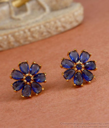 Attractive Sapphire Gemstone Earring Gold Studs ER4302