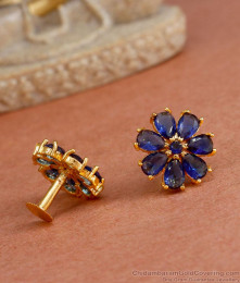 Attractive Sapphire Gemstone Earring Gold Studs ER4302