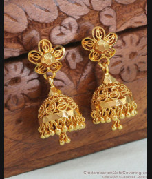 Latest Stripe Design Gold Jhumka 1 Gram Gold Earring ER4305