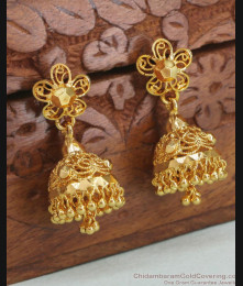 One Gram Gold Jhumki Earring Beads Design With Strips ER4308