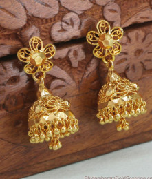 One Gram Gold Jhumki Earring Beads Design With Strips ER4308 One Gram Gold Jhumki Earring Beads Design With Strips ER4308
