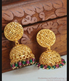 Beautiful Ruby Green Stone Gold Imitation Earring Bridal Jhumka ER4311