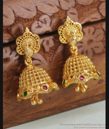 Gorgeous Peacock Design Gold Jhumki Heavy Umbrella Earring ER4312