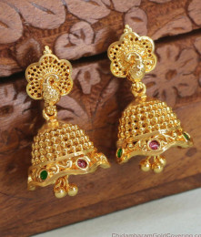 Gorgeous Peacock Design Gold Jhumki Heavy Umbrella Earring ER4312 Gorgeous Peacock Design Gold Jhumki Heavy Umbrella Earring ER4312