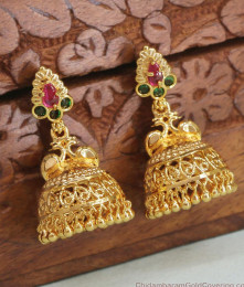 Beautiful Peacock Design Bridal Gold Plated Jhumka Earring ER4327 Beautiful Peacock Design Bridal Gold Plated Jhumka Earring ER4327