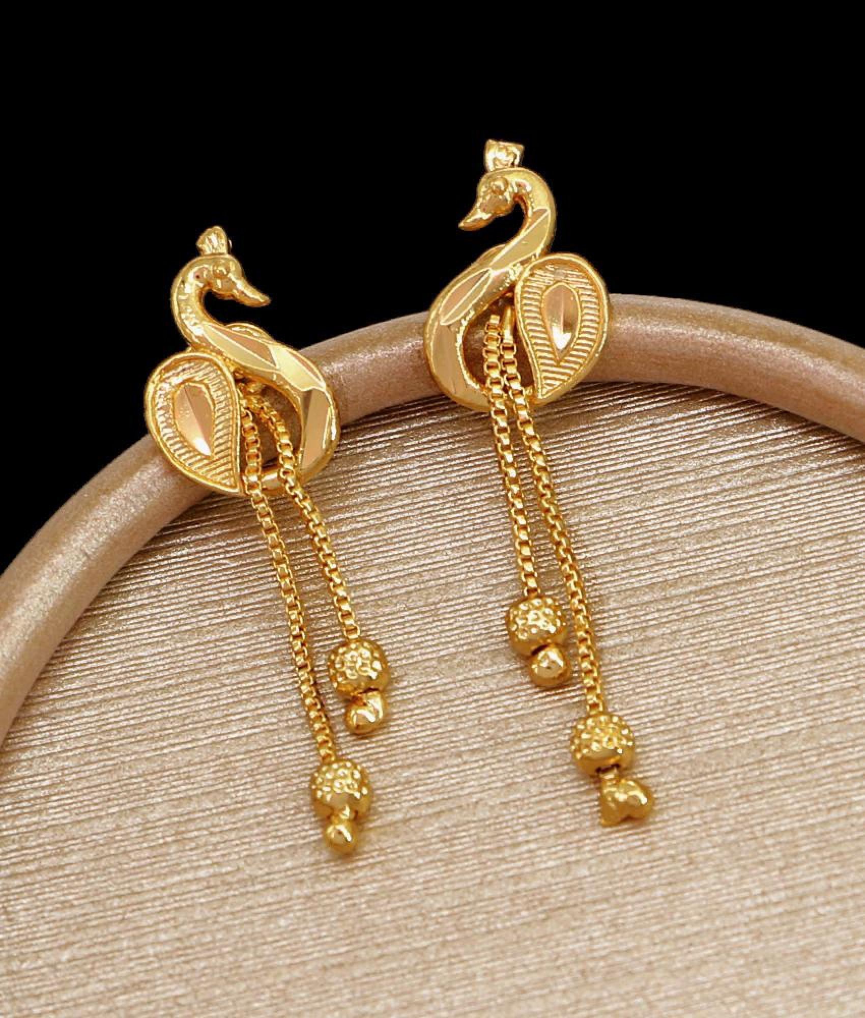 Cute Floral Gold Stud Earring With Beads ER4335 cute-floral-gold-stud-earring-with-beads-er4335