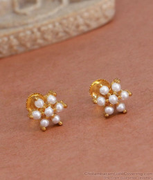 Latest Floral Design Gold Plated Earring Pearl Studs ER4367 Latest Floral Design Gold Plated Earring Pearl Studs ER4367