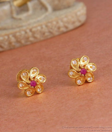 One Gram Gold Studs Screw Back Earring With Stones ER4371 One Gram Gold Studs Screw Back Earring With Stones ER4371