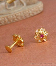 One Gram Gold Studs Screw Back Earring With Stones ER4371 One Gram Gold Studs Screw Back Earring With Stones ER4371